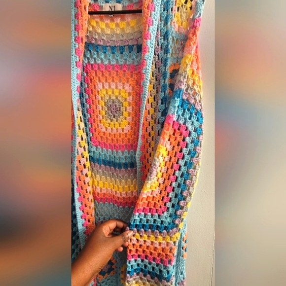 Long Multi Color Knitted Cardigan - Picture 4 of 7